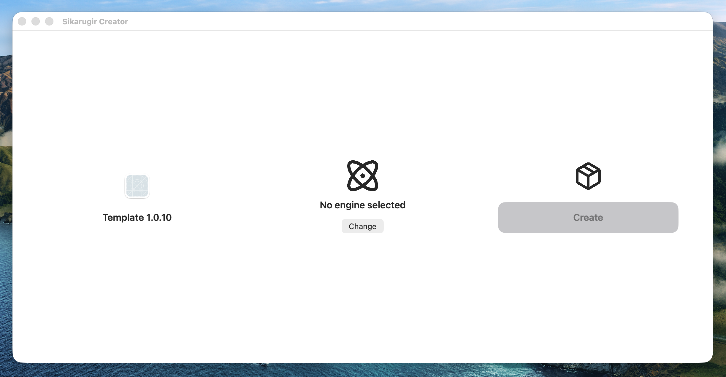 Homescreen of Sikarugir Creator